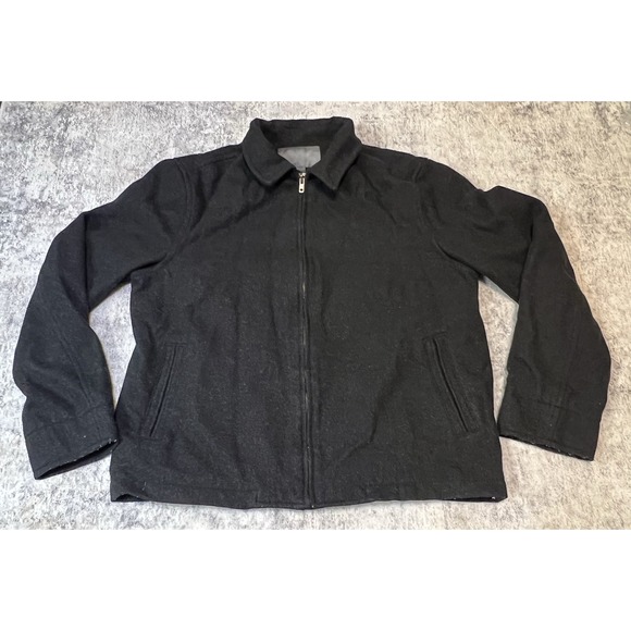 Old Navy Other - Y2K Old Navy Wool Blend Jacket Mens Large Black Full Zip Classic Outerwear